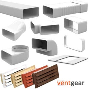 150mm x 70mm Flat Channel Rectangular Plastic Ducting Extractor Fan Bath Kitchen - Picture 1 of 28