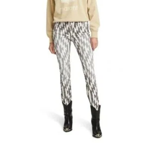 Isabel Marant Etoile Paro Print Skinny Jeans Black White Womens Size 36 - Picture 1 of 12
