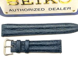 SEIKO MEN'S BLUE 18MM DRESS REPLACEMENT SHARK SKIN LEATHER WATCH BAND 931-18