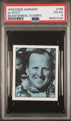 1976 Eddie Sargent Stamps #196 AJ A.J. Foyt Rookie Card RC PSA 4 VG-EX Indy - Image 1 of 2