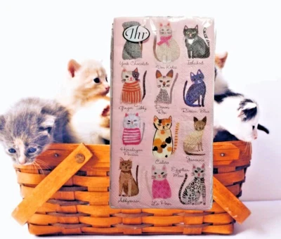 Cool Cats Guest Buffet Towels Paper 16 Count Carolyn Gavin Designs Cat Lovers - Image 1 of 4