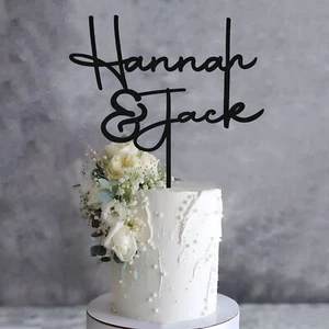 WOODEN Couple Name PERSONALISED Wedding Cake Topper, Wedding Decoration Keepsake - Picture 1 of 6