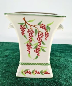 Andrea By Sadek Vase With Green Leaves And Red Berries - Picture 1 of 7