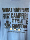 Camping+T+Shirt+What+Happens+Around+the+Campfire+Stays+Size+Large+Yosemite+Blue