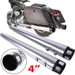 DNA 4" Chrome Megaphone Slip-On Mufflers Exhaust 1995-2016 For Harley Street US - Picture 1 of 16