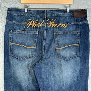 Pantalones de mezclilla holgados de colección Phat Farm para hombre 42X33 hiphop patinador grunge ropa de calle bordados - Imagen 1 de 14