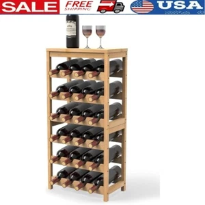 6 Tier Bamboo Wine Rack Freestanding Display Shelf 24 Bottle Storage Table Top - Picture 1 of 9