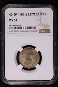 1961 South Korea 50 Hwan -  NGC MS 64 - Picture 1 of 2