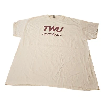 Texas Mujer Universidad TWU Camiseta Hombre XXL 2XL Blanco GILDAN ALGODÓN PESADO Foto 1 de 4