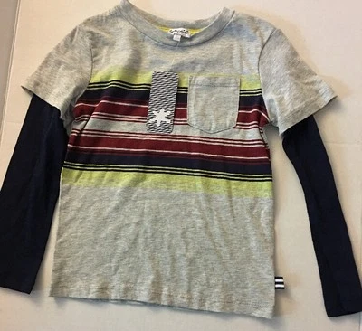 SPLENDID Boy Grey Stripe Top T-Shirt Long Sleeve Shirt 4T New NWT Navy Modal - Image 1 of 4