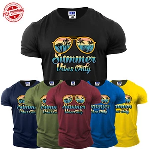 Beach Vibes Summer Mens T-Shirt Palm Funny Cool Holiday Party USA New Gift Tee - Picture 1 of 8
