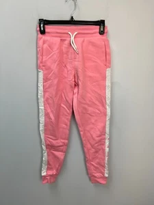 Puma Pink Jogger Sweatpants w/White Side Stripe & Glitter Logo Girls Sz L(12-14) - Picture 1 of 9