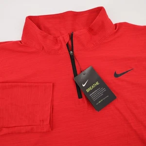 NEW Nike Dri-FIT Breathe Mens Training 1/4 Zip Pullover Red Athletic Top - Picture 1 of 8