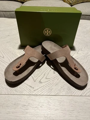 NUEVO EN CAJA $250 SANDALIA Tory Burch MELLOW Malva/Avola T-STRAP TALLA 9 EE. UU. Foto 1 de 4