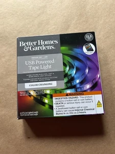 USB Powered 11.5 Ft - 12 RBG Colors- Changing Tape Light Set & Remote Control - Picture 1 of 2