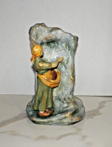 VINTAGE AMPHORA AUSTRIA POTTERY VASE FIGURAL WOMAN BLUE GREEN GOLD 11" - Picture 1 of 13