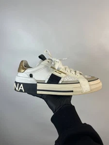 DOLCE&GABBANA 2.Zero White Leather Sneakers Size 40 US 8 - Picture 1 of 11