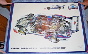 RARE ORIGINAL MARTINI PORSCHE 935 "WORLDCHAMPION 1976" CUTAWAY 38 X 27 POSTER - Picture 1 of 11