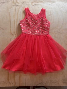 RARE EDITIONS Girls Size 10 Sequin Tulle Red Pink Tween Dance Formal Layers $84 - Picture 1 of 13
