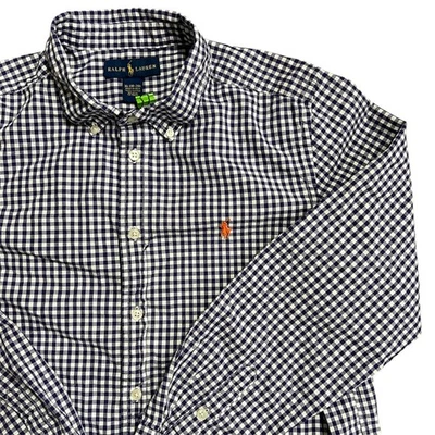 Ralph Lauren Gingham рубашка на пуговицах мальчиков XL 18-20 оранжевый пони логотип классический - Изображение 1 из 4