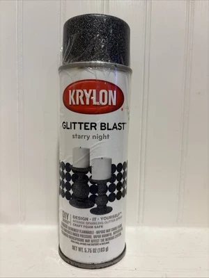 Krylon Starry Night Glitter Spray Paint 5.75oz Black Silver Craft Finish - Image 1 of 3
