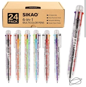 Paquete de 24 bolígrafos Sikao multicolores 6 en 1 multicolor todo en uno caja bolígrafo regalos - Imagen 1 de 4