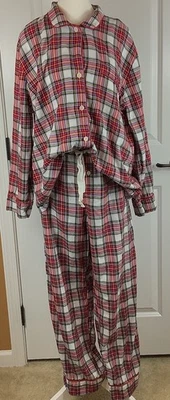 J. Crew Women’s XL Plaid Flannel Pajama Set Lightweight Red/Black - Image 1 of 4