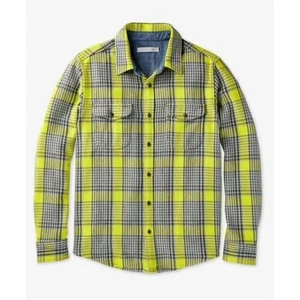NWT Outerknown Plaid 100% Cotton Button Down Blanket Shirt Lime Women's Size XS - Picture 1 of 16