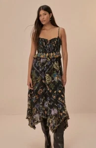 Farm Rio Winter Garden Black Pleated Lace Sleeveless Midi Dress XL-NWT - Picture 1 of 8