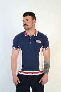 Dolce & Gabbana D&G Vintage Men's Blue & White Cotton Logo Polo Shirt Size M - Picture 1 of 10