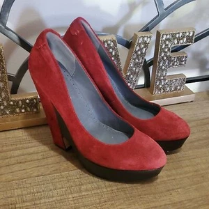 ROSEGOLD Lela Platform Wedge Heels Women’s Ruby Suede Sz 8.5 - Picture 1 of 10