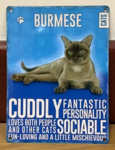 Burmese Cat - Vintage Style Metal Wall Hanging Sign - Picture 1 of 1