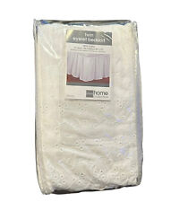 New JCP Home White Eyelet Embroidered Twin Bed Skirt 15" Drop MSRP $40