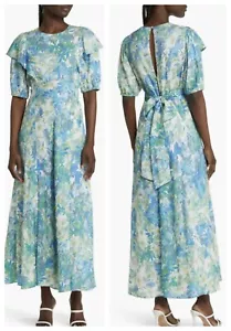 Ted Baker WomenS Nicciey Floral Puff Sleeve Ruffle Midi Dress EU 2 US 4 $325 NWT - Picture 1 of 13