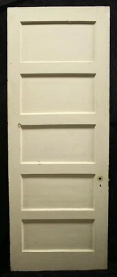 4 available 30"x84" Antique Vintage Old Wood Wooden Interior Doors 5 Flat Panel - Image 1 of 3