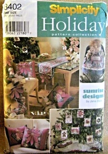 SIMPLICITY CRAFT PATTERN 8402 CHRISTMAS TREESKIRT RUNNER TREETOP UNCUT VINTAGE - Picture 1 of 2