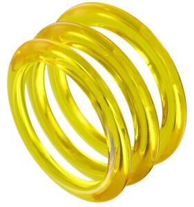 Yellow Translucent Lucite Bangle Bracelet Set 2 5/8" Diameter