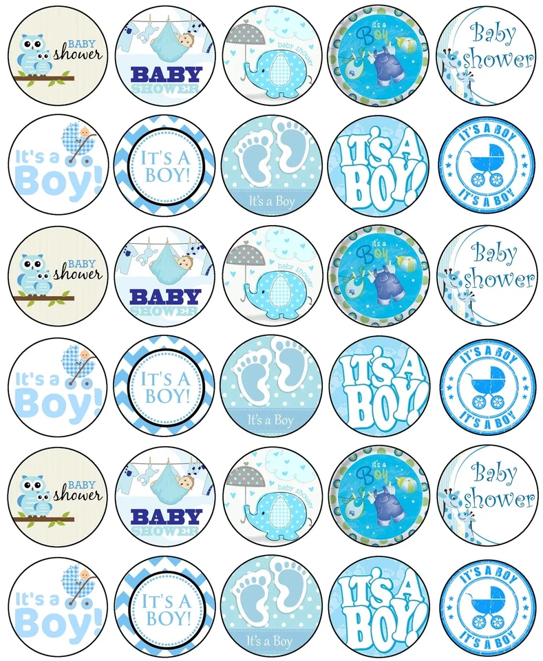 Topper comestible de 30 quilates para niño bebé imagen cupcake galleta revelación de género precortado - 1,5" Foto 1 de 1