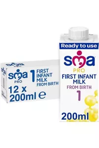 SMA PRO First Infant Milk From Birth 200ml x 12 - Picture 1 of 1