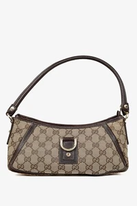 Gucci Brown Monogram D Ring Abbey Pochette Shoulder Bag - Picture 1 of 13
