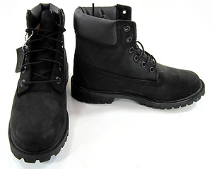 Timberland Boots 6 Inch Premium Juniors Black Shoes Mens 6 Womens 8 - Picture 1 of 8