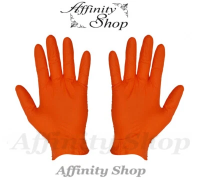 Proval Orange Nitrile Disposable Gloves PF Heavy Duty Mechanics Tattoo Box 100 - image 1 of 4