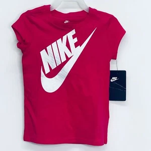 Nike Kid's Girl Tee XS Short Sleeve Crew Neck Graphic Front Rush Pink XS 4 - Picture 1 of 7