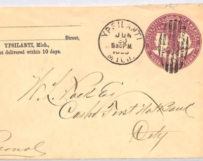 USA Stationery Cover 2c 1892 COLUMBUS (1893) *Ypsilanti* Michigan Duplex XU142 - Image 1 of 4