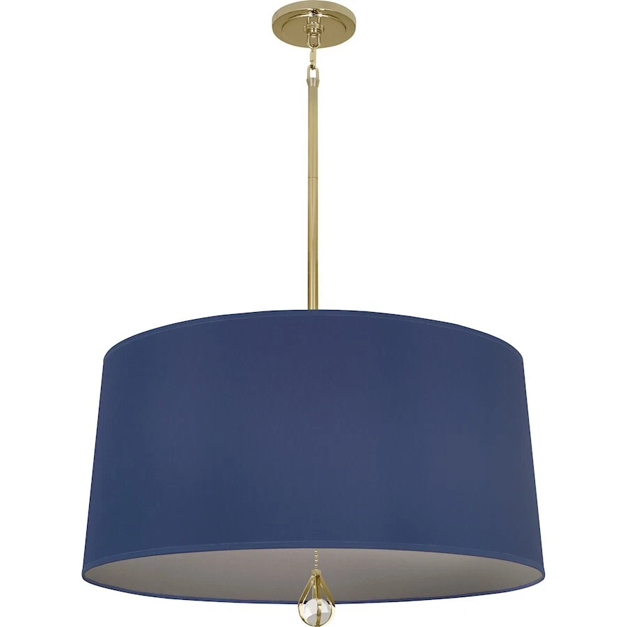 Robert Abbey Williamsburg Custis 3 Light Pendant, Brass, Ink Blue Fabric - BN328 - Image 1 of 1