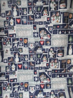 VTG  Dianna Marcum " Snow Ice Cream"  Recipe Blue Cotton Fabric RARE 1 YARD X 44 - Image 1 of 4