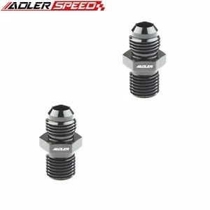 US 2PCS 6AN AN6 Male Flare To M12x1.5 Metric Straight Fuel Fitting Adapter Black - Picture 1 of 8