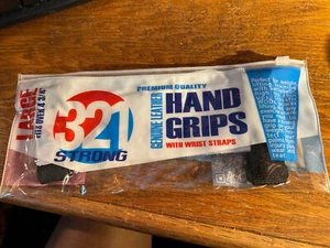 321 Strong Genuine Leather Hand Grips w/Wrist Straps Large Size - Picture 1 of 2