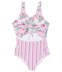 Seafolly Girls White Island in the Sun Ruched Front Swimsuit L104743 Size 14 - Picture 1 of 2
