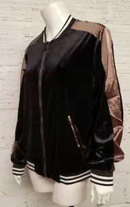 Marc Bouwer Unlimited Women's Size L Black Velvet Zip Up Bomber Jacket - Picture 1 of 9
